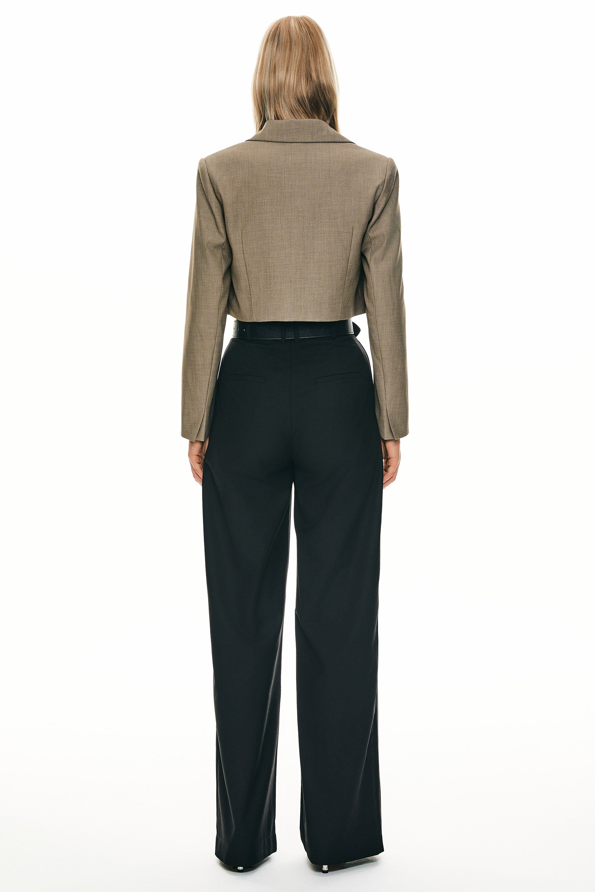 Orolay Long Sleeve Cropped Blazer Casual Business #color_khaki