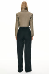 Orolay Long Sleeve Cropped Blazer Casual Business #color_khaki