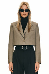 Orolay Long Sleeve Cropped Blazer Casual Business #color_khaki