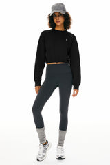 Orolay Oversized Cropped Sweatshirt Long Sleeve #color_black