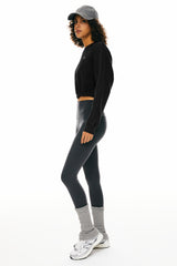 Orolay Oversized Cropped Sweatshirt Long Sleeve #color_black