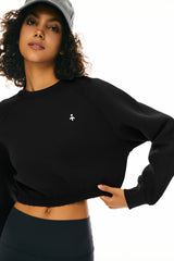 Orolay Oversized Cropped Sweatshirt Long Sleeve #color_black