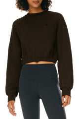 Orolay Oversized Cropped Sweatshirt Long Sleeve #color_brown