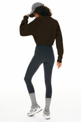 Orolay Oversized Cropped Sweatshirt Long Sleeve #color_brown