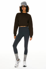 Orolay Oversized Cropped Sweatshirt Long Sleeve #color_brown