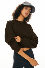 Orolay Oversized Cropped Sweatshirt Long Sleeve #color_brown