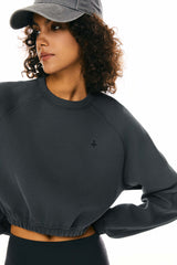 Orolay Oversized Cropped Sweatshirt Long Sleeve #color_gray