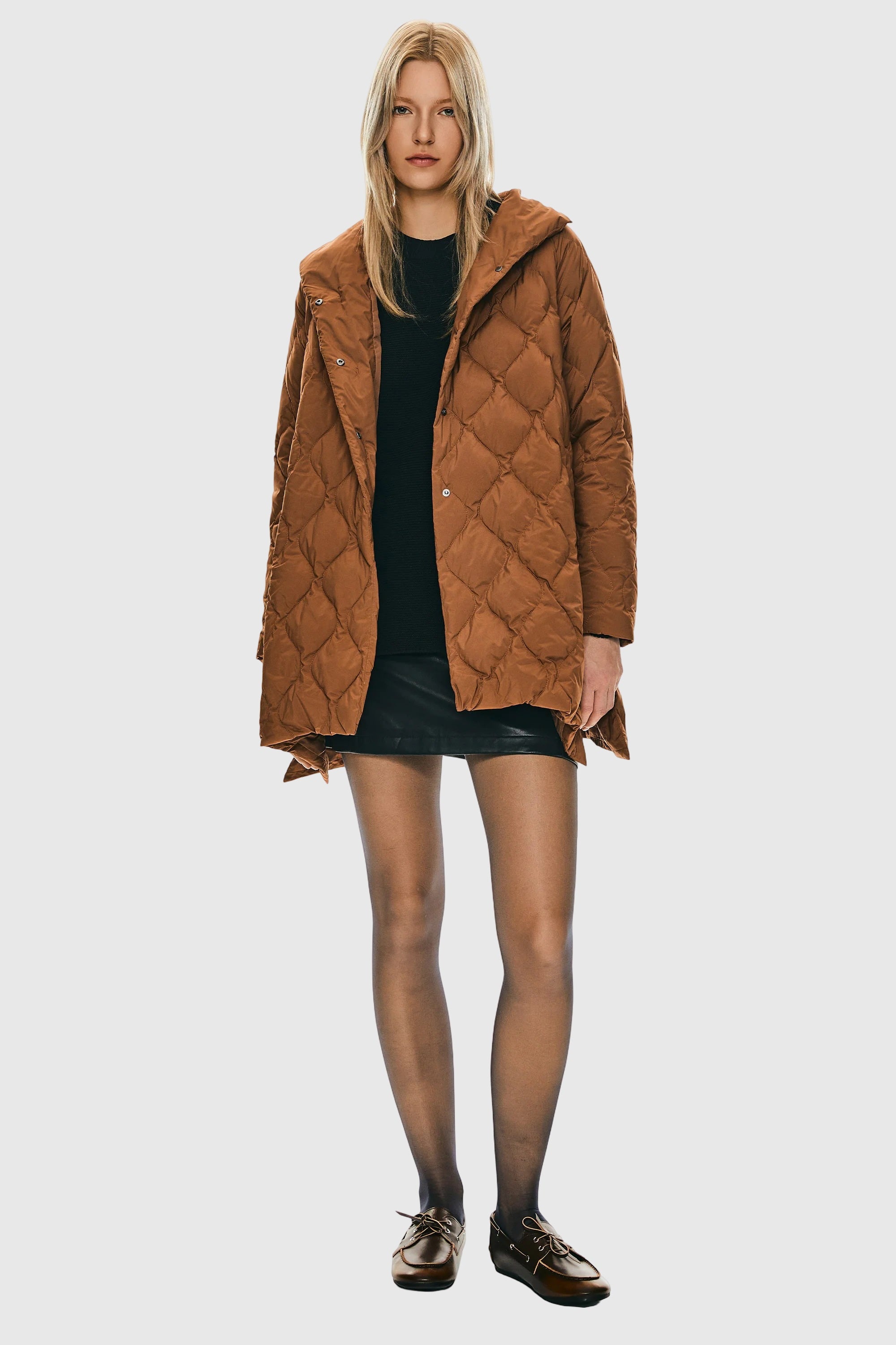 Orolay Oversized Quilted Puffer Jacket Lightweight with Pockets #color_coffee