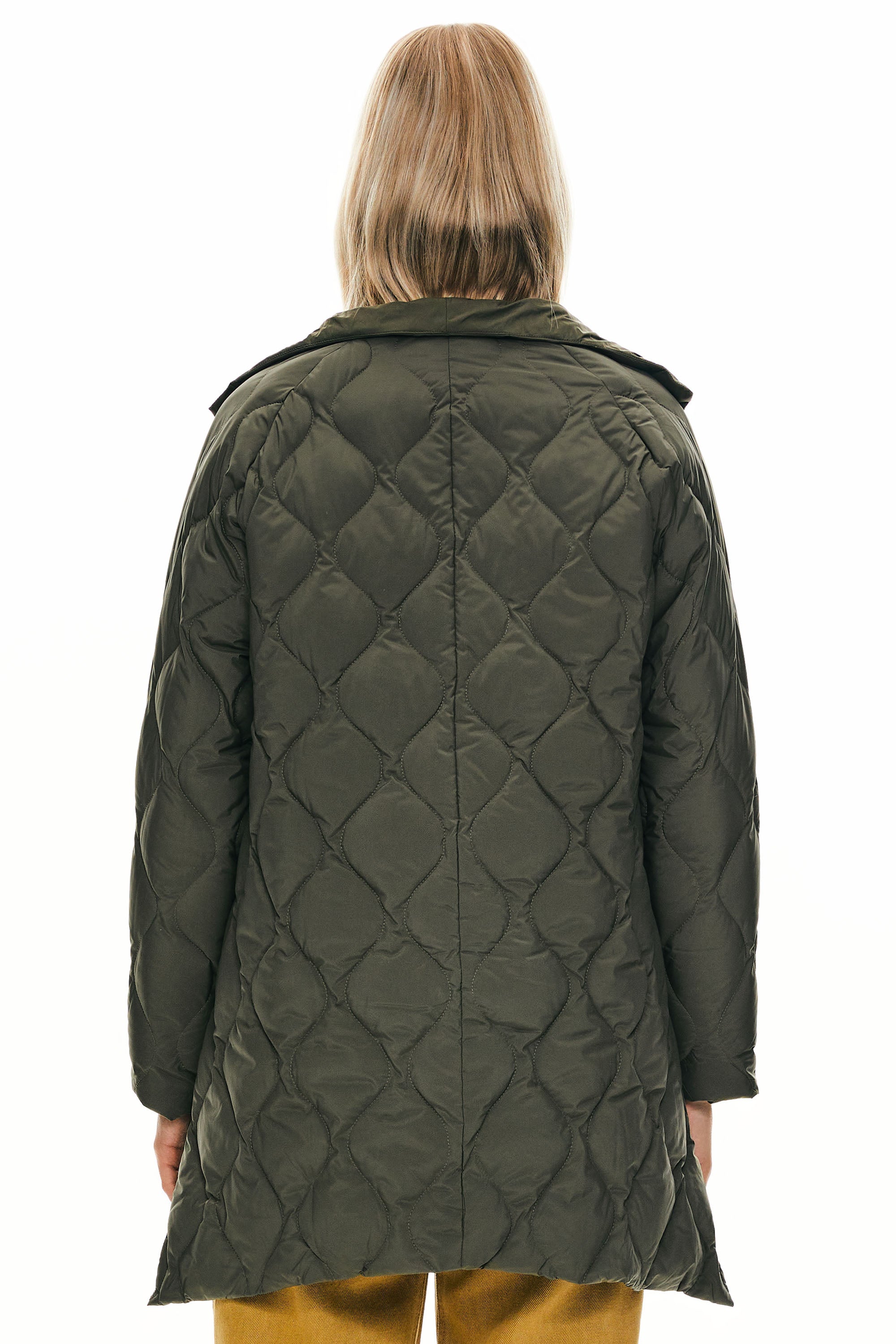 Orolay Oversized Quilted Puffer Jacket Lightweight with Pockets #color_green