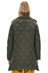 Orolay Oversized Quilted Puffer Jacket Lightweight with Pockets #color_green