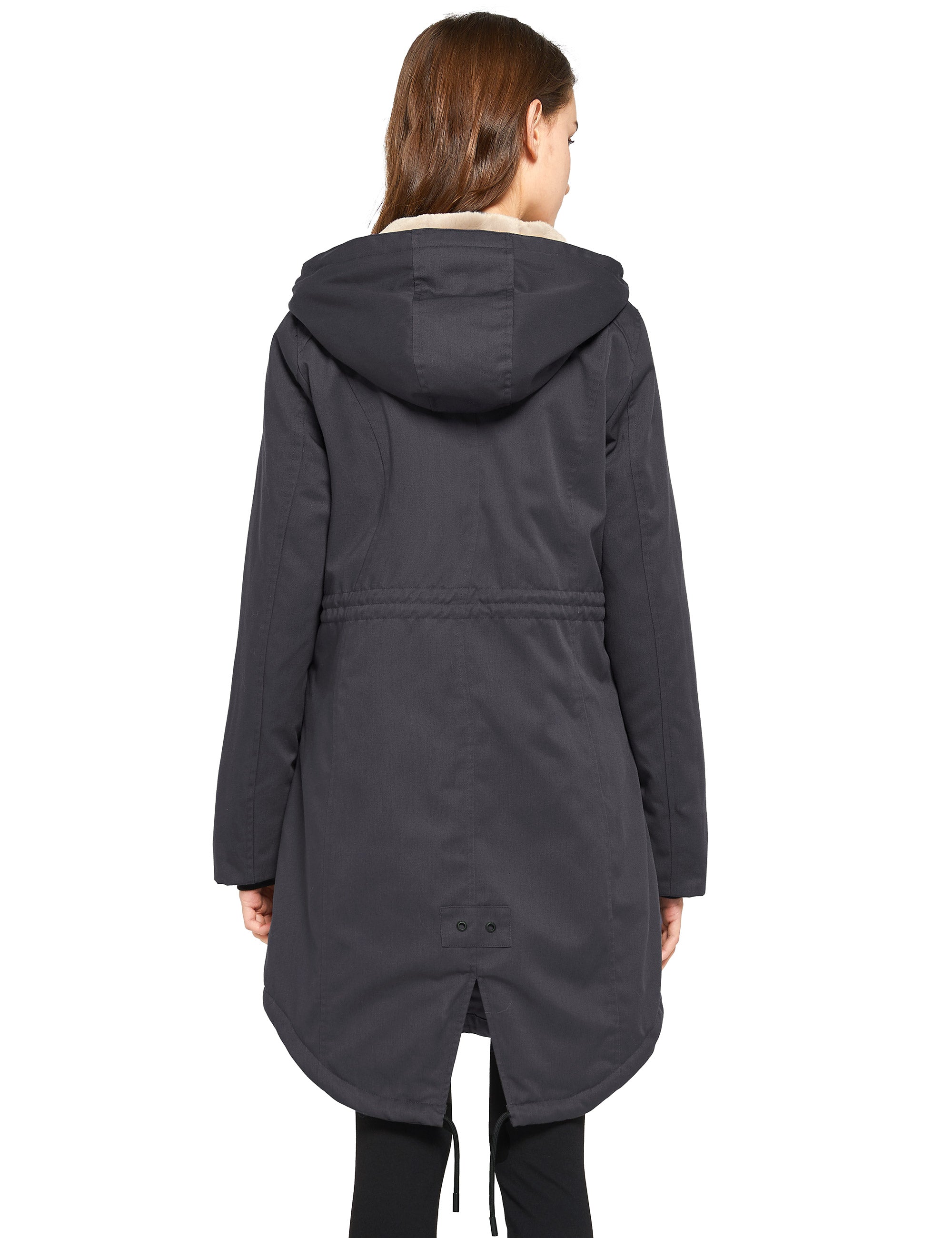 Parka-Drawstring Waist Fleece - Lined Parka - Orolay, #color_darkGray