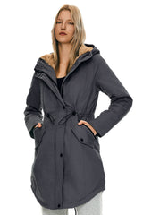 Parka-Drawstring Waist Fleece - Lined Parka - Orolay, #color_darkGray