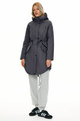Parka-Drawstring Waist Fleece - Lined Parka - Orolay, #color_darkGray