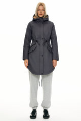 Parka-Drawstring Waist Fleece - Lined Parka - Orolay, #color_darkGray