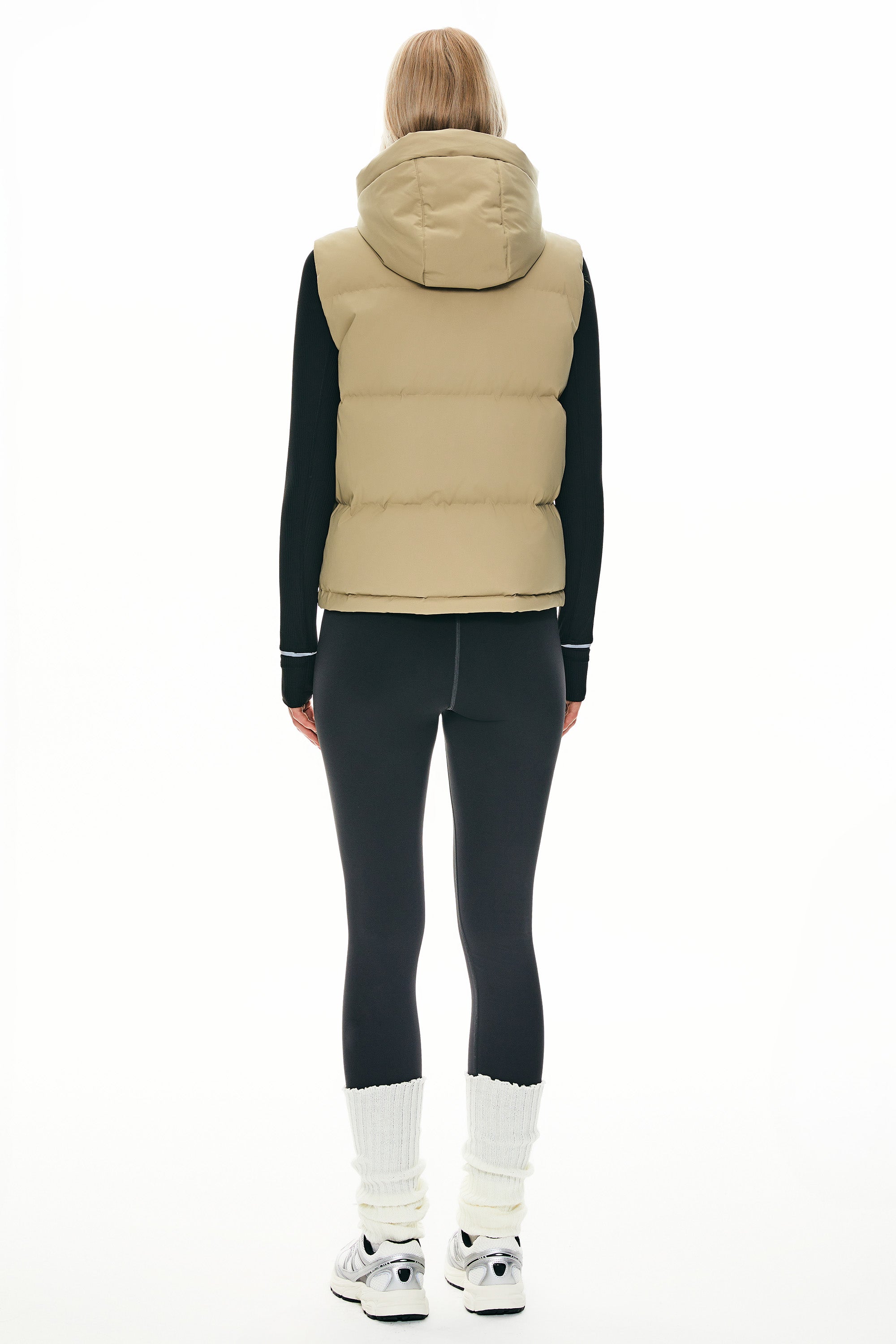 Orolay Puffer Down Vest Hooded Cropped Zip Up #color_Khaki