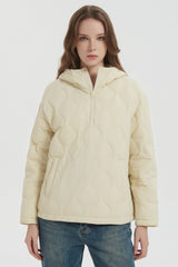 Orolay Puffer Jacket Half Zip Hoodies Coat #color_Beige