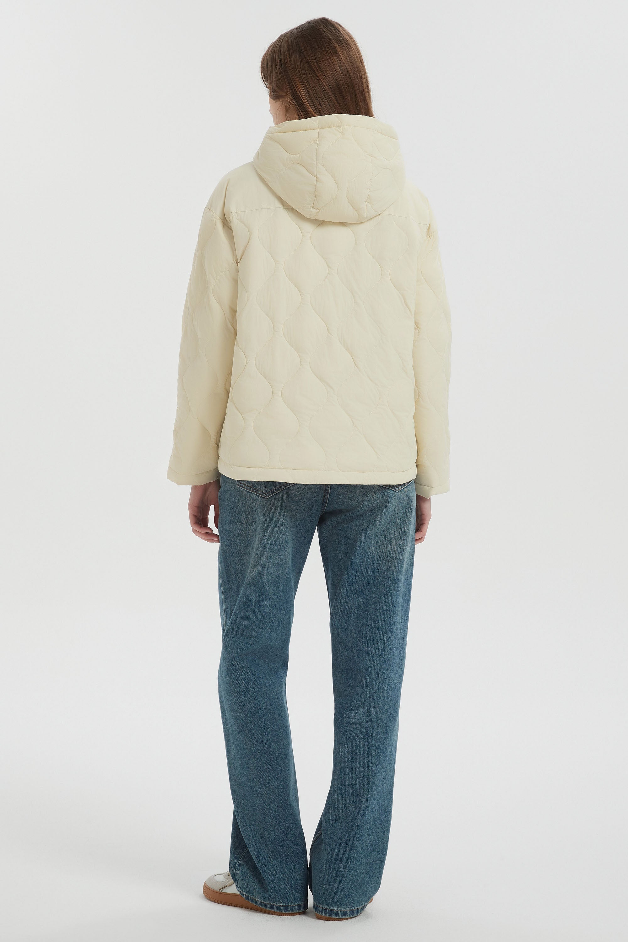 Orolay Puffer Jacket Half Zip Hoodies Coat #color_Beige
