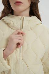 Orolay Puffer Jacket Half Zip Hoodies Coat #color_Beige