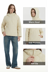 Orolay Puffer Jacket Half Zip Hoodies Coat #color_Beige
