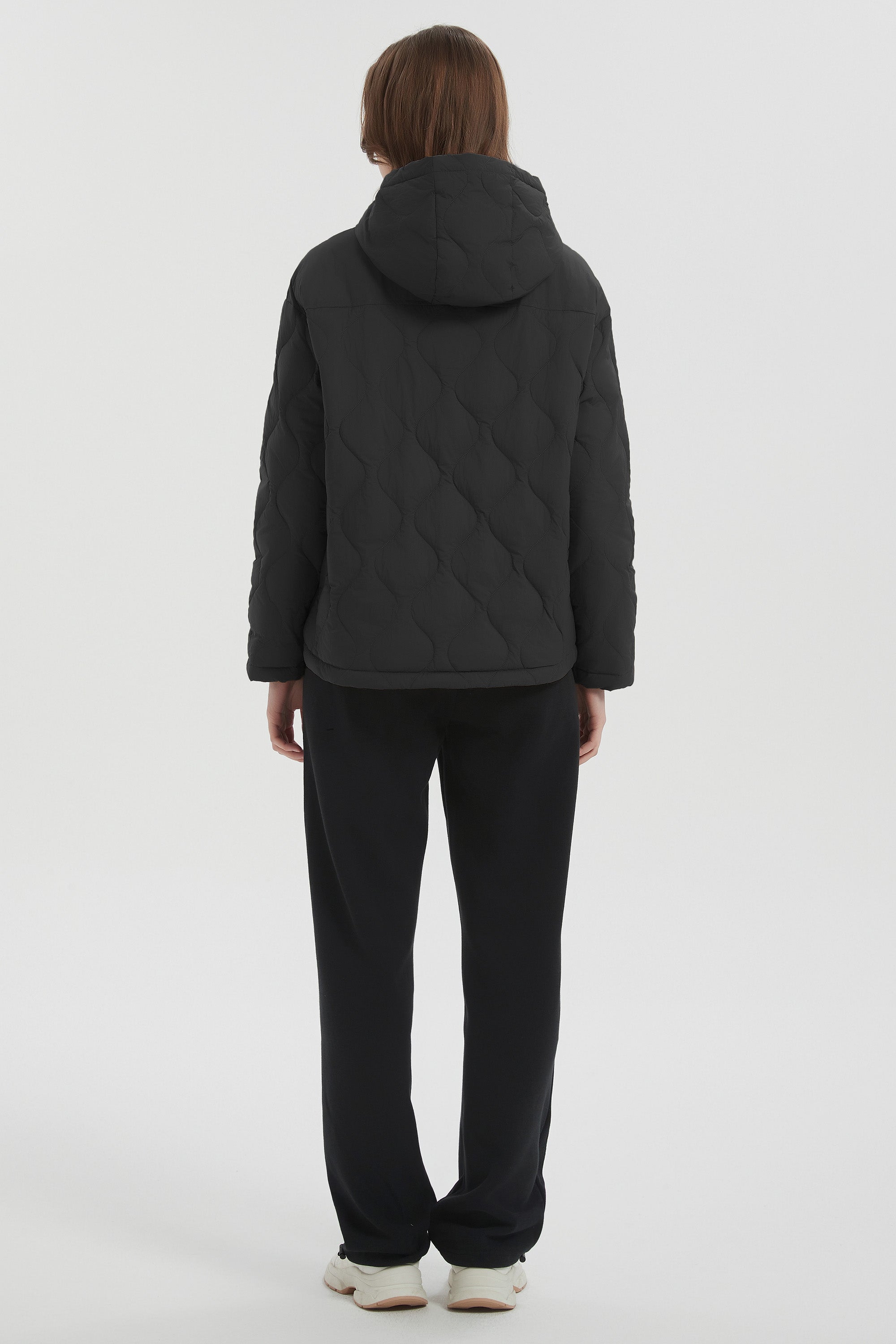 Orolay Puffer Jacket Half Zip Hoodies Coat #color_Black