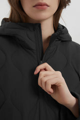 Orolay Puffer Jacket Half Zip Hoodies Coat #color_Black