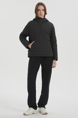 Orolay Puffer Jacket Half Zip Hoodies Coat #color_Black