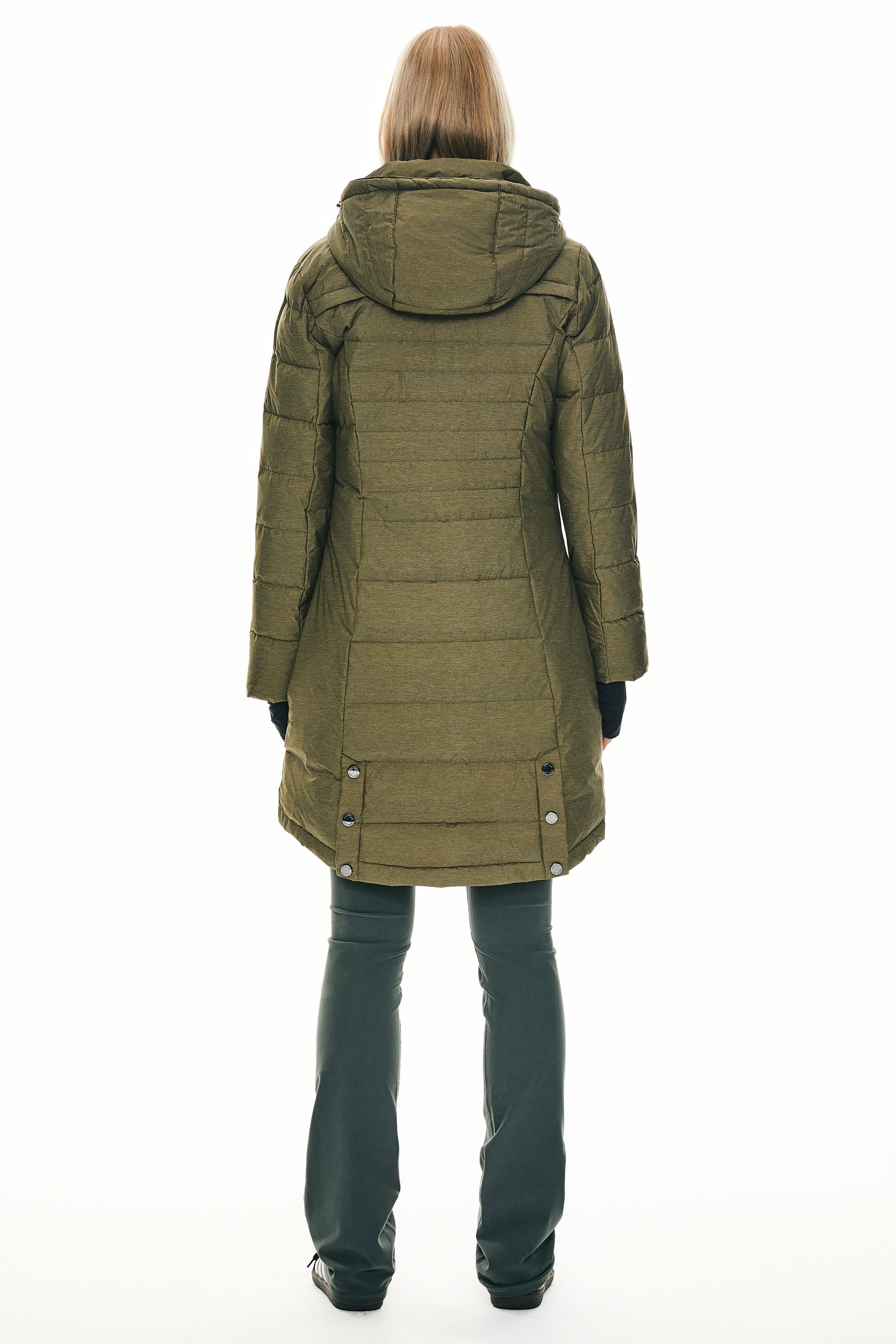 Orolay Slant Pocket Zip up Puffer Down Coat women #color_army green