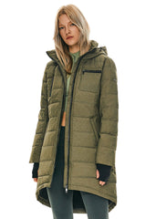 Orolay Slant Pocket Zip up Puffer Down Coat women #color_army green