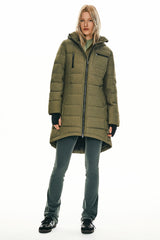 Orolay Slant Pocket Zip up Puffer Down Coat women #color_army green