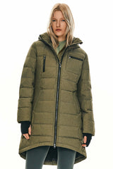 Orolay Slant Pocket Zip up Puffer Down Coat women #color_army green