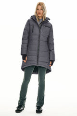 Orolay Slant Pocket Zip up Puffer Down Coat women #color_darkgray