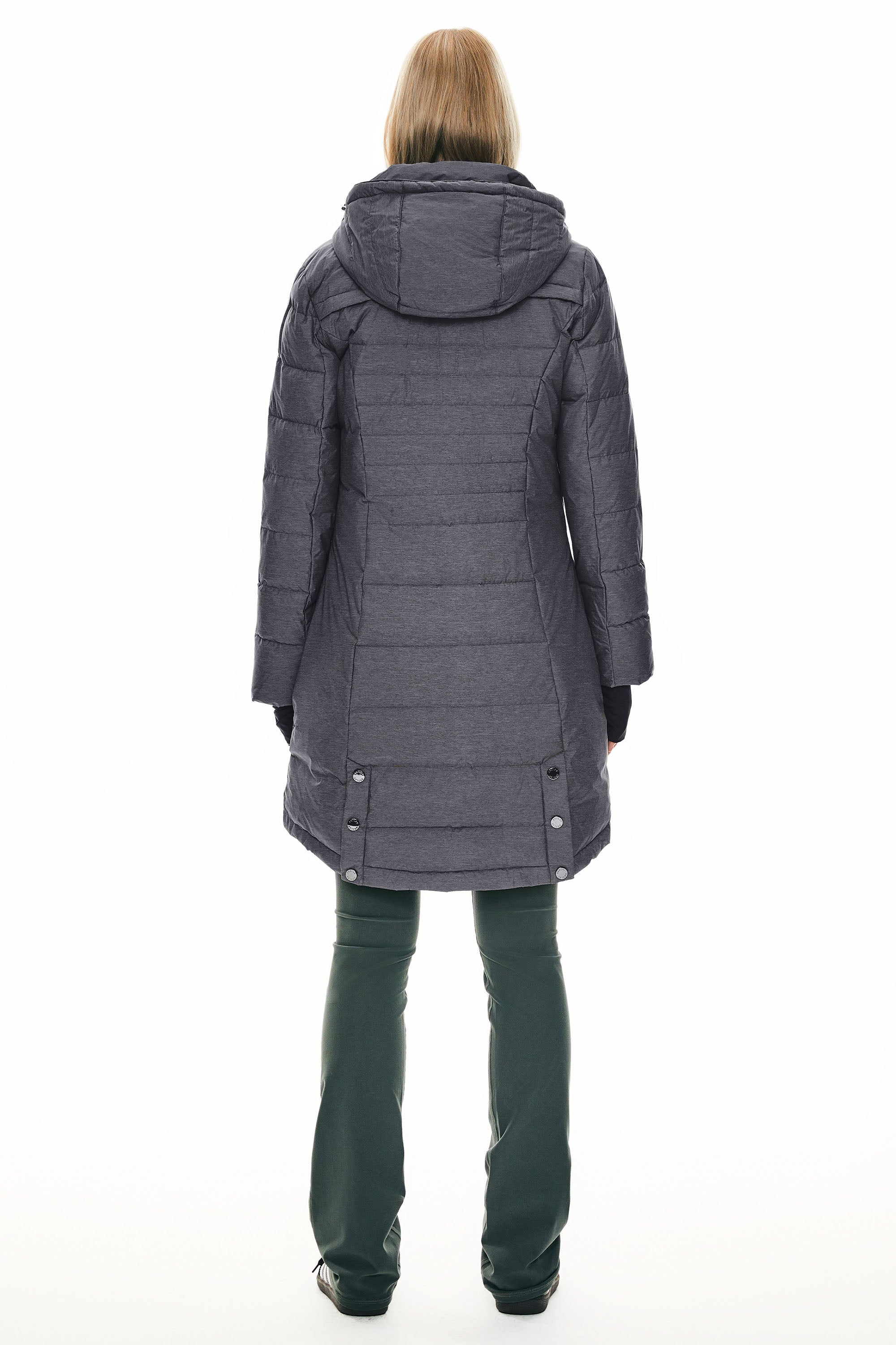 Orolay Slant Pocket Zip up Puffer Down Coat women #color_darkgray