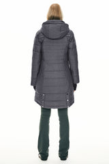 Orolay Slant Pocket Zip up Puffer Down Coat women #color_darkgray