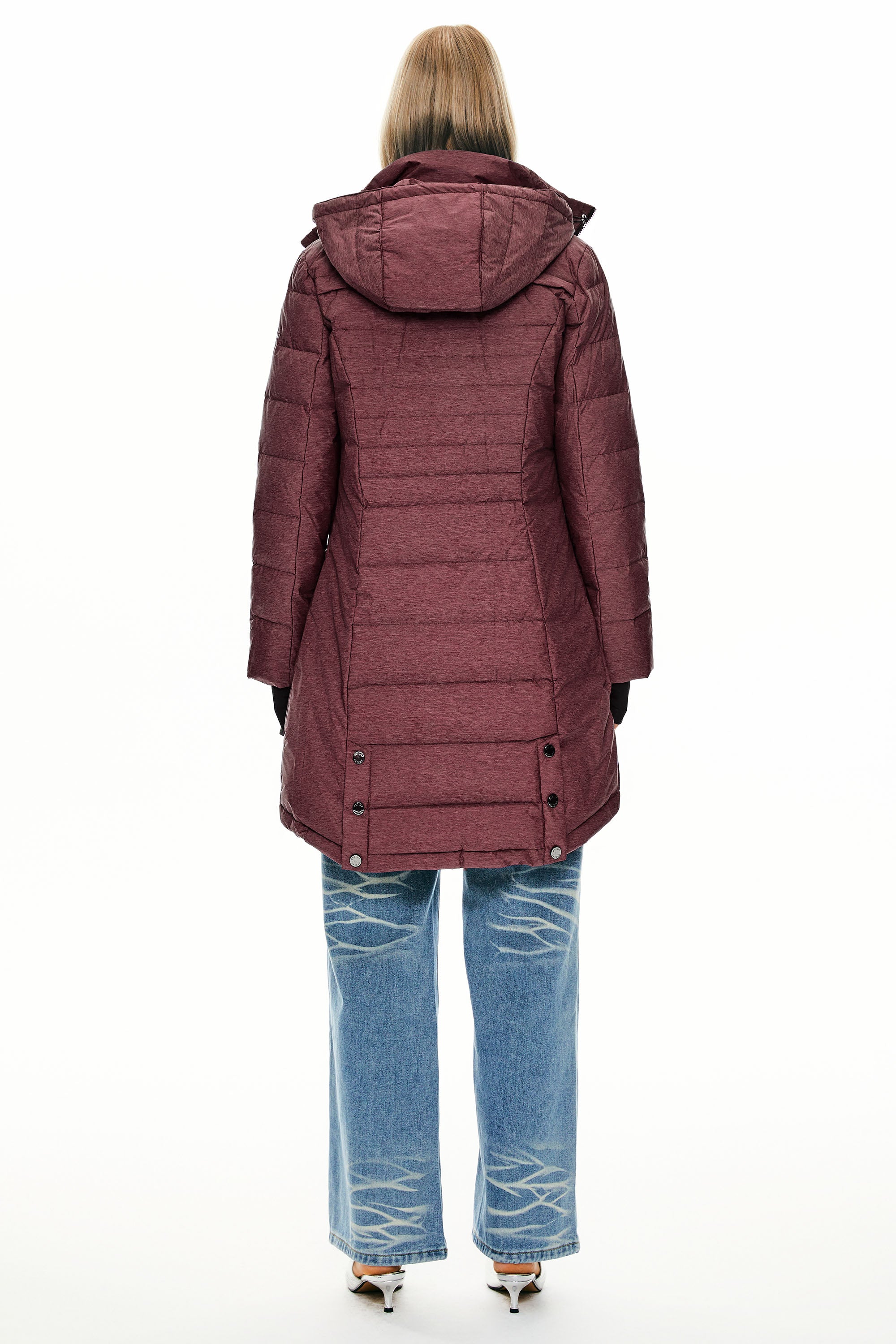 Orolay Slant Pocket Zip up Puffer Down Coat women #color_wine red