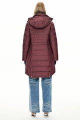 Orolay Slant Pocket Zip up Puffer Down Coat women #color_wine red