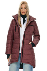 Orolay Slant Pocket Zip up Puffer Down Coat women #color_wine red
