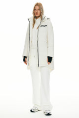 Coat-Orolay Slant Pocket Zip up Puffer Down Coat women #color_Off-white