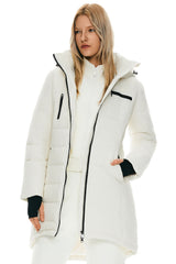 Coat-Orolay Slant Pocket Zip up Puffer Down Coat women #color_Off-white