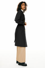 Trench-women 3/4 Belted Double-Breasted Trench from Orolay #color_Black