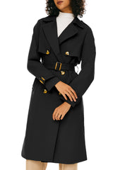 Trench-women 3/4 Belted Double-Breasted Trench from Orolay #color_Black