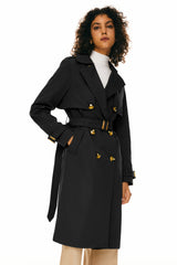 Trench-women 3/4 Belted Double-Breasted Trench from Orolay #color_Black