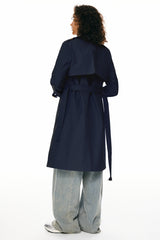 Trench-women 3/4 Belted Double-Breasted Trench from Orolay #color_Beacon Blue