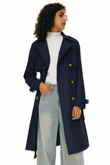 Trench-women 3/4 Belted Double-Breasted Trench from Orolay #color_Beacon Blue