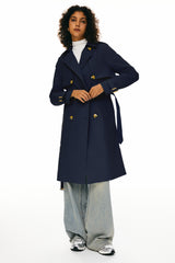 Trench-women 3/4 Belted Double-Breasted Trench from Orolay #color_Beacon Blue