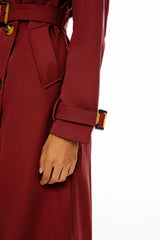 Trench-women 3/4 Belted Double-Breasted Trench from Orolay #color_Tango Red
