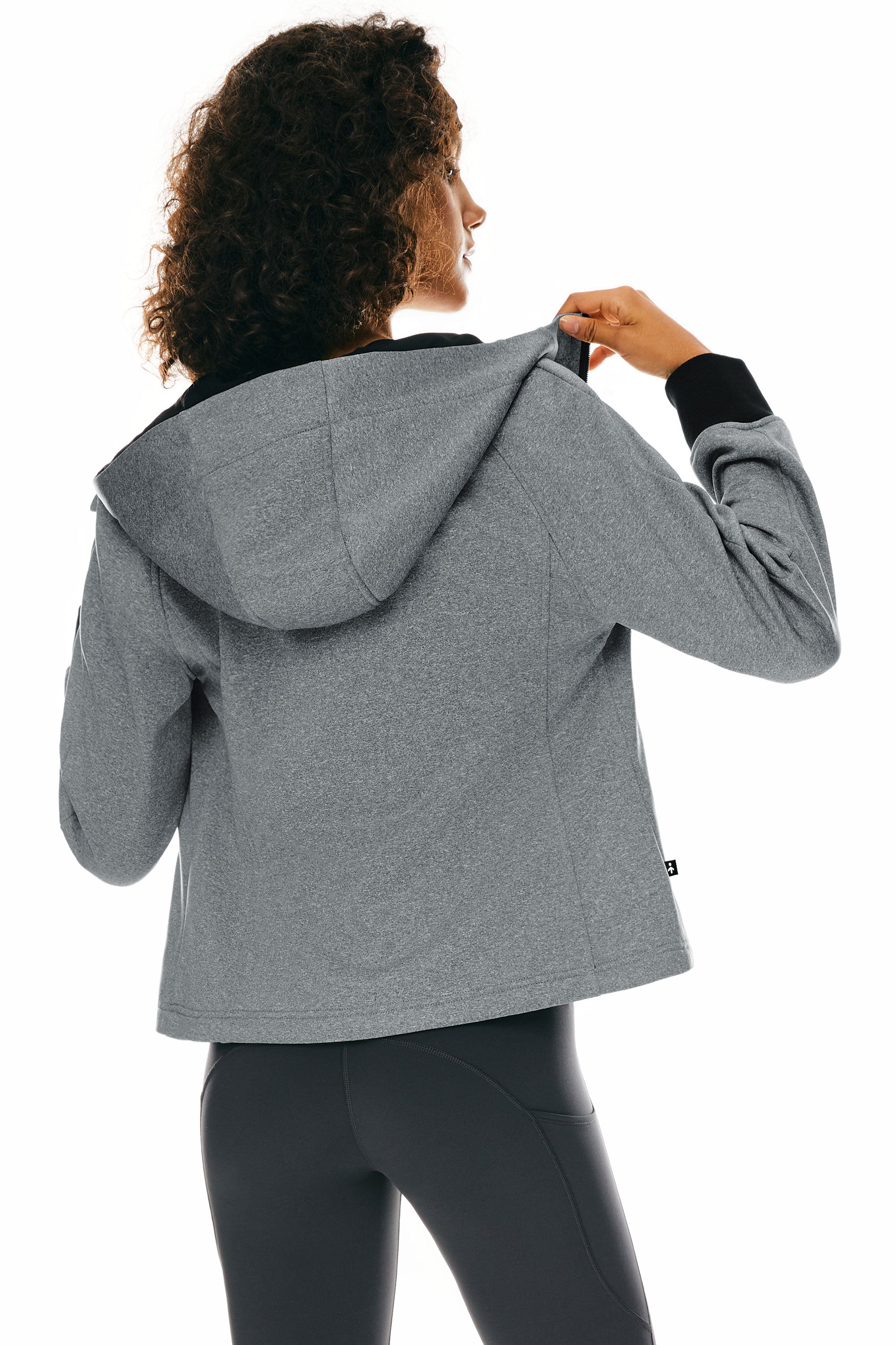 Orolay Zip Up Fleece Lined Hoodie Long Sleeve Cropped Sweatshirt #color_gray