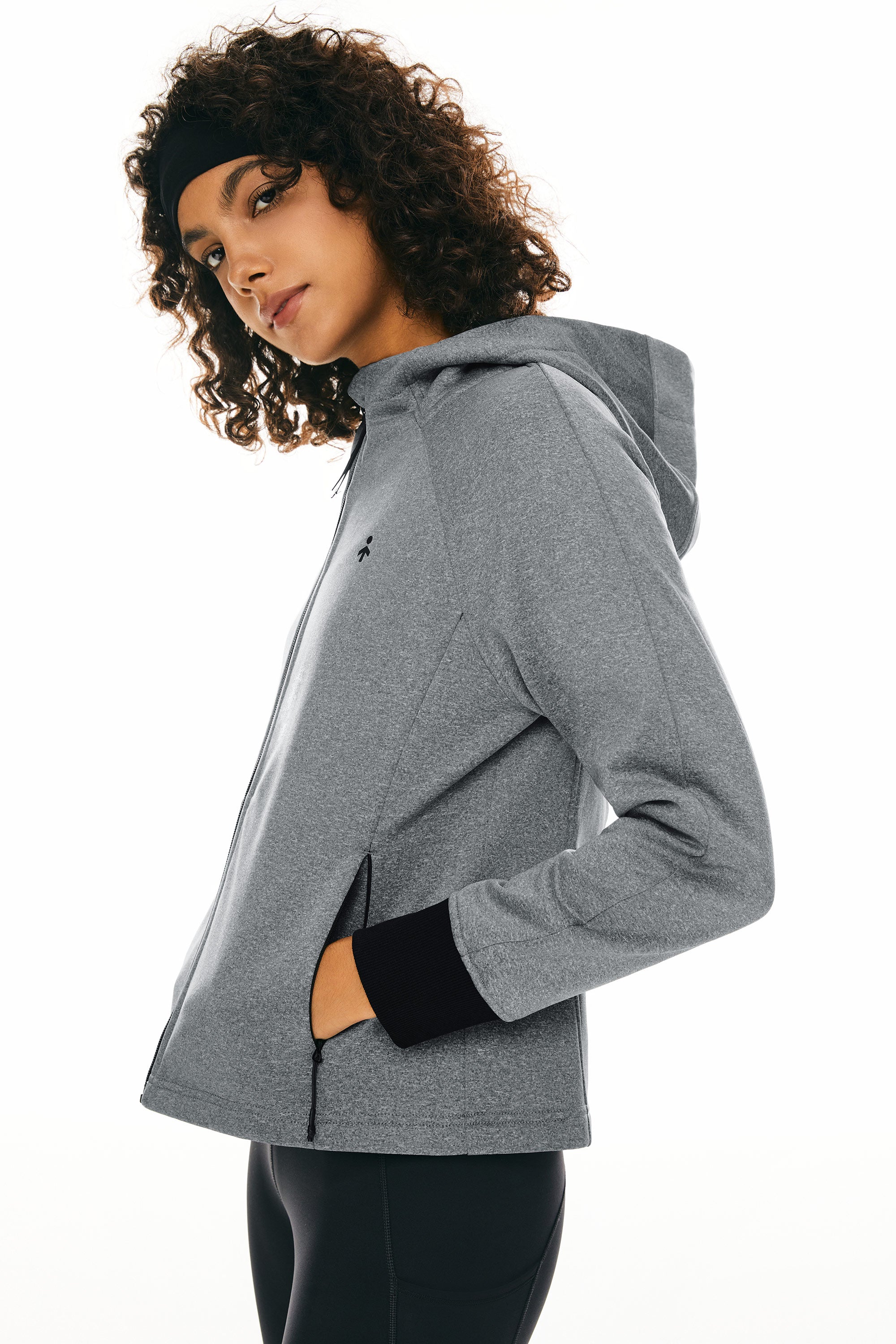 Orolay Zip Up Fleece Lined Hoodie Long Sleeve Cropped Sweatshirt #color_gray
