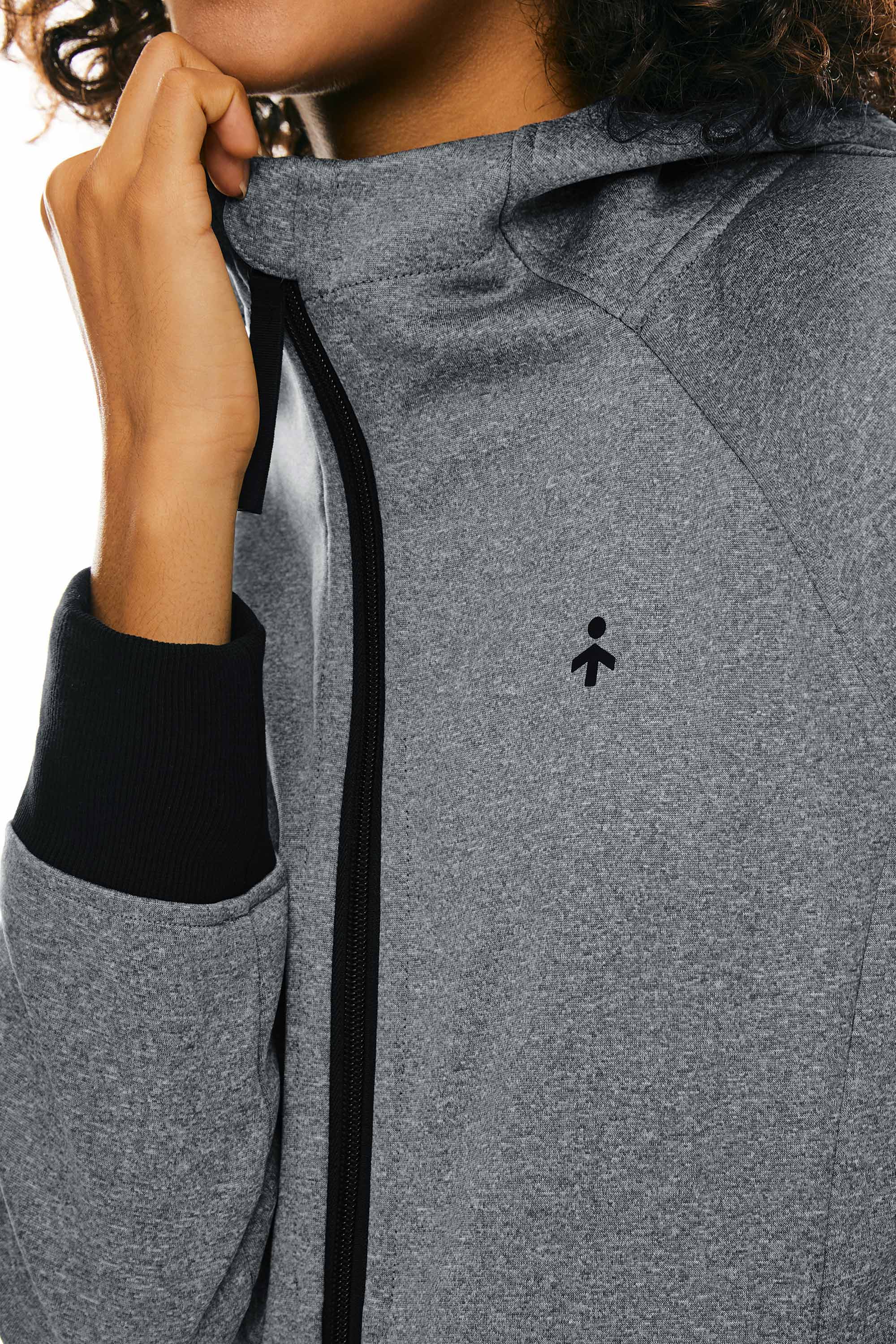 Orolay Zip Up Fleece Lined Hoodie Long Sleeve Cropped Sweatshirt #color_gray
