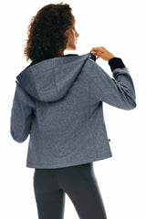 Orolay Zip Up Fleece Lined Hoodie Long Sleeve Cropped Sweatshirt #color_navy