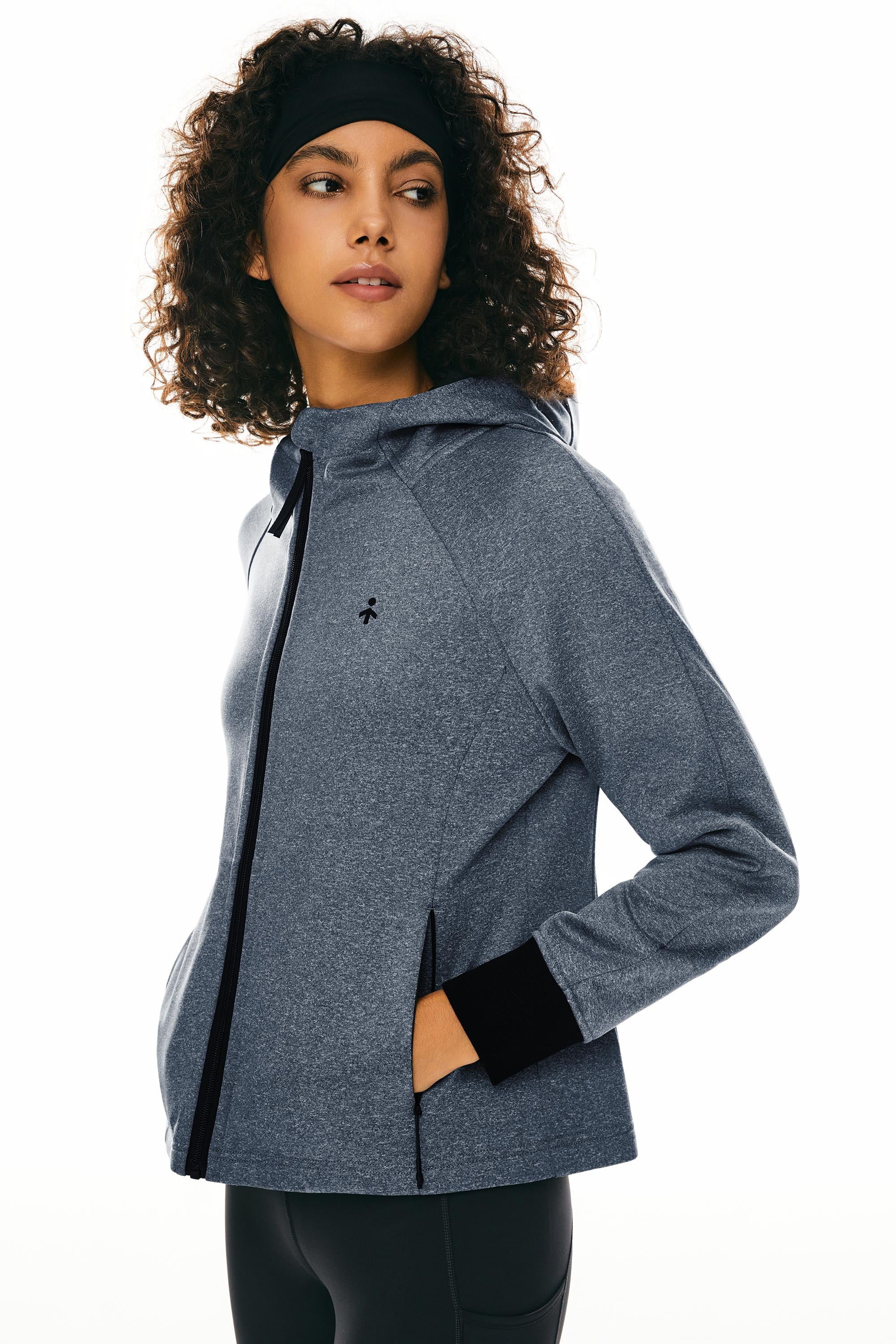 Orolay Zip Up Fleece Lined Hoodie Long Sleeve Cropped Sweatshirt #color_navy